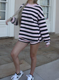 Blush Stripe mockneck set
