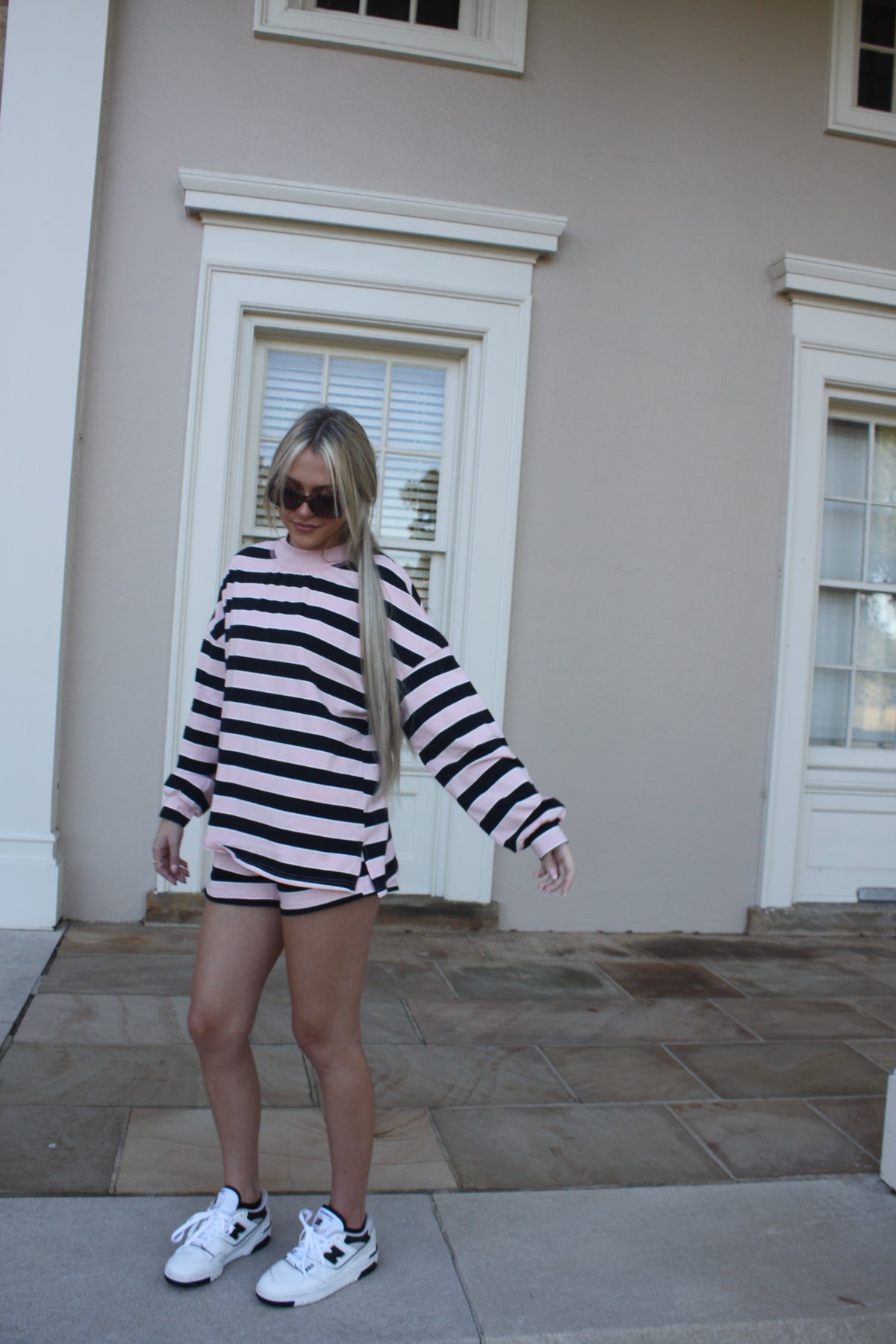 Blush Stripe mockneck set