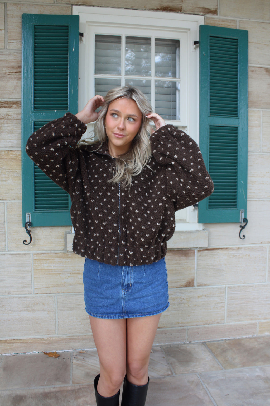 Women's Espresso Brown Heart Fleece Zip-Up Jacket - Chocolate Cozy
