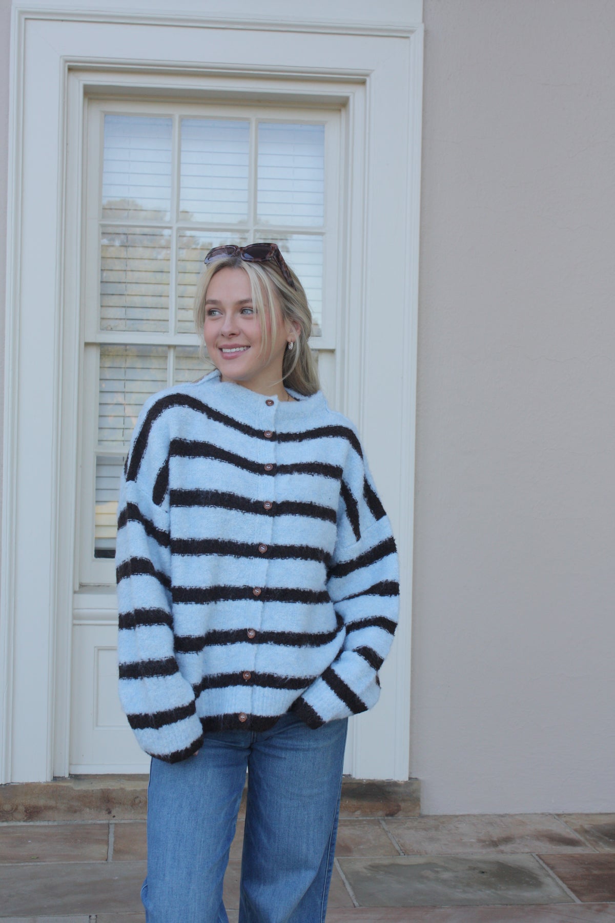 Blue Cocoa Stripe Cardigan