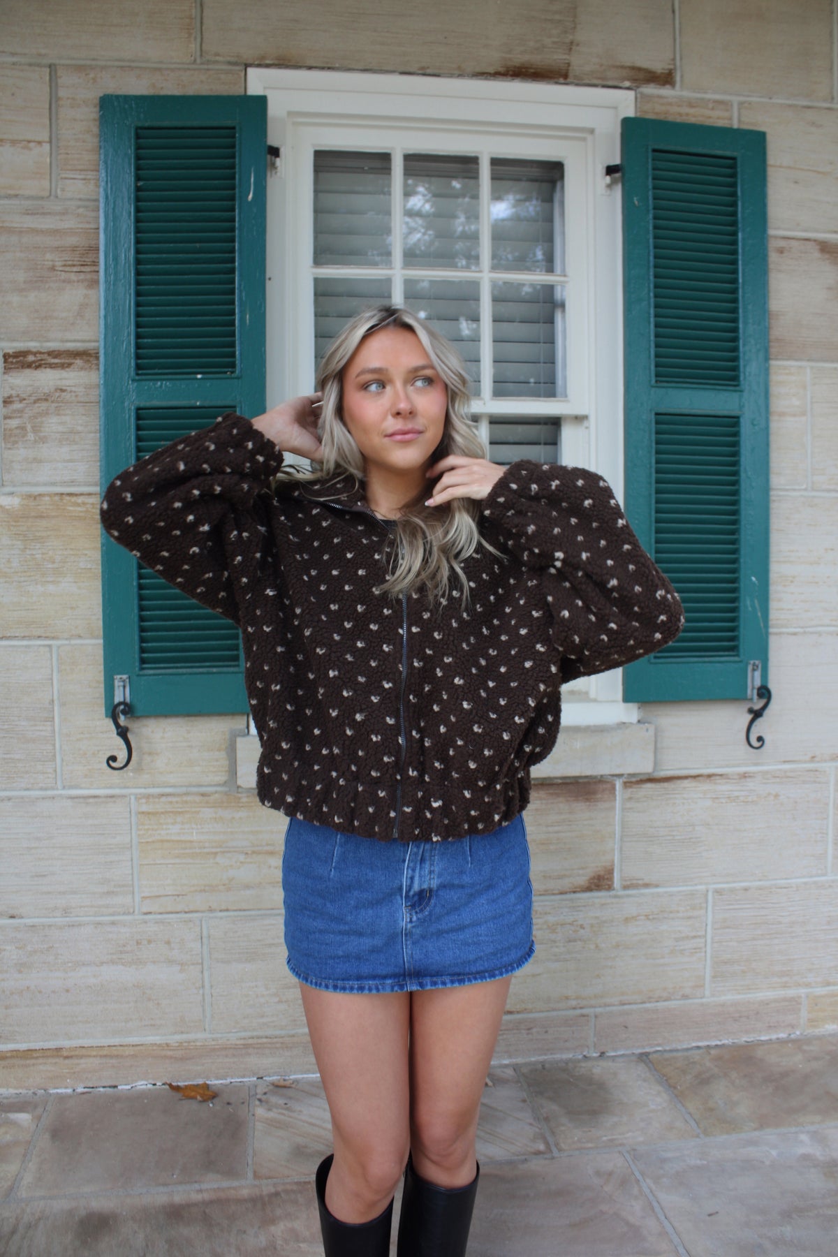 Women's Espresso Brown Heart Fleece Zip-Up Jacket - Chocolate Cozy