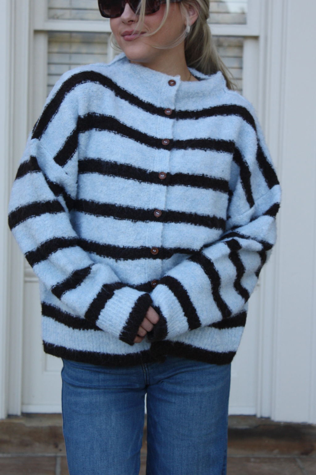 Blue Cocoa Stripe Cardigan