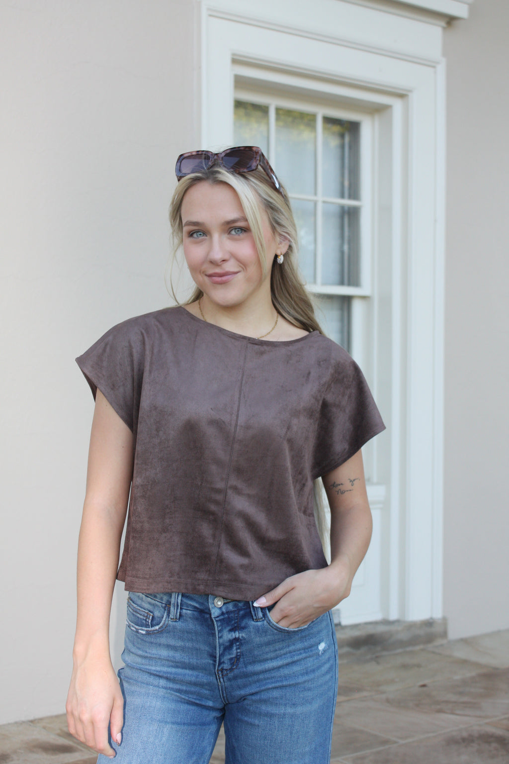 The Mahogany Suede Top