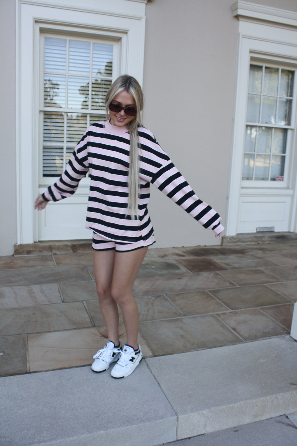 Blush Stripe mockneck set