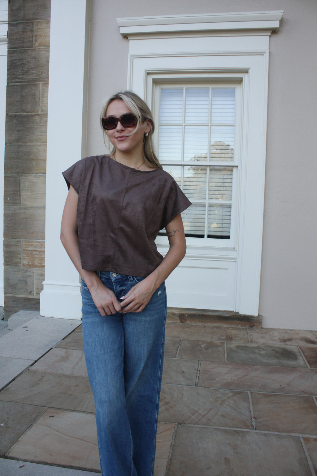 The Mahogany Suede Top