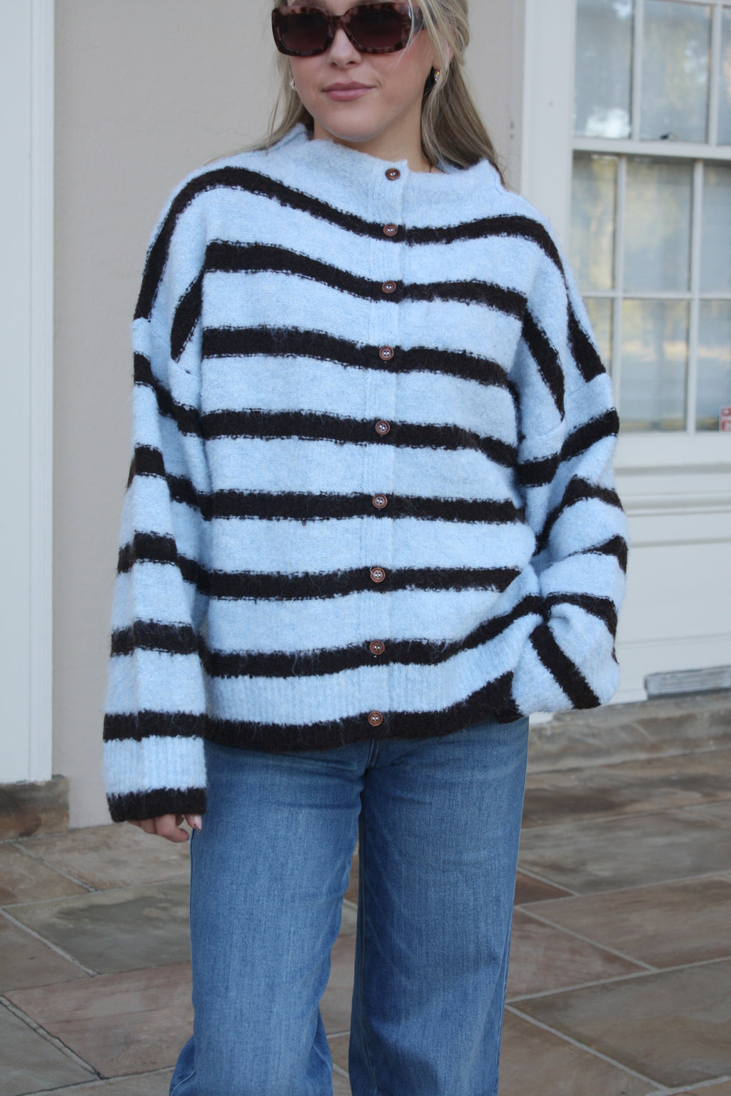 Blue Cocoa Stripe Cardigan