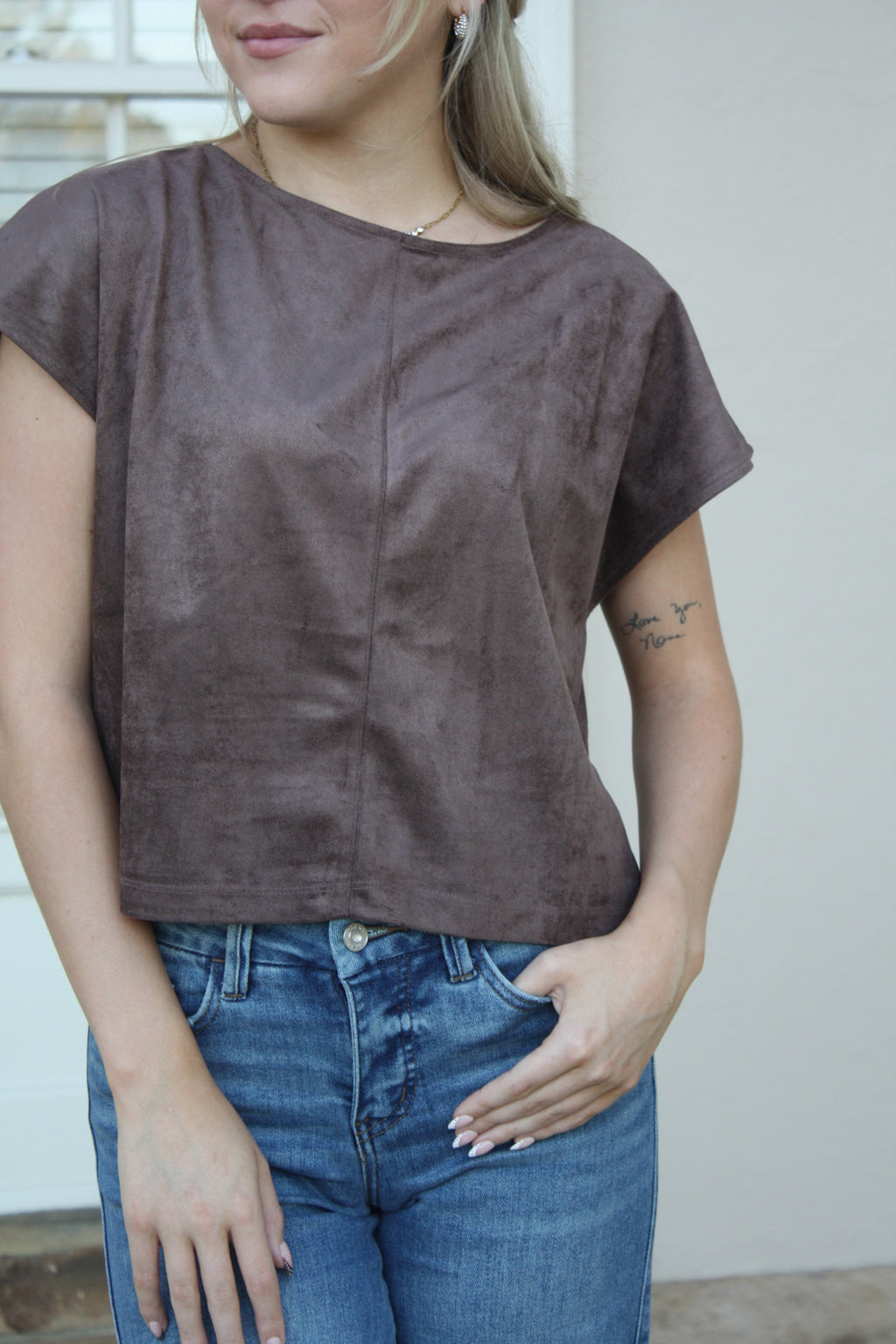 The Mahogany Suede Top