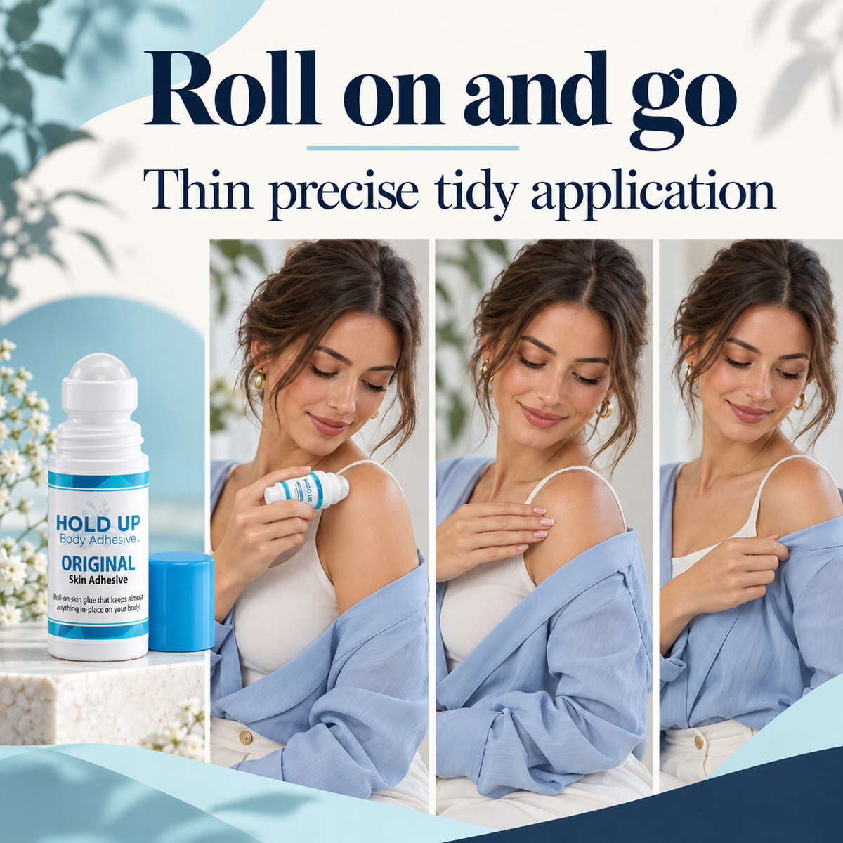 Roll-on application steps using the authentic clear roller ball applicator