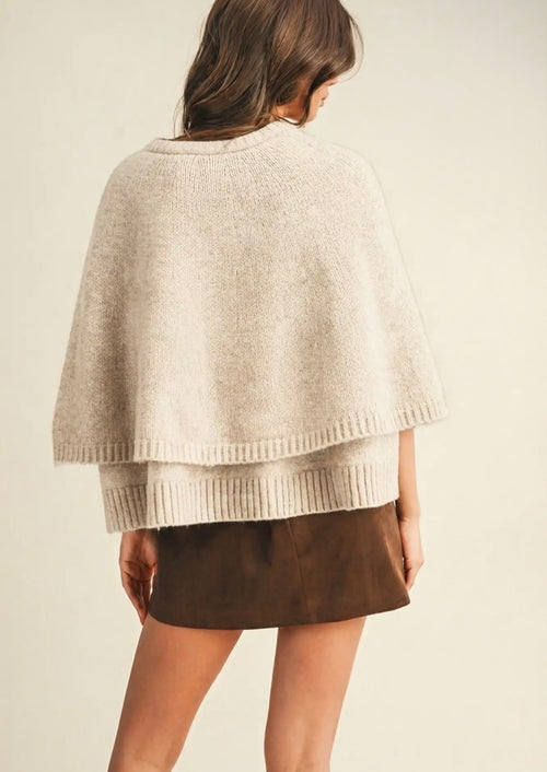 Ivory knit cape cardigan back view